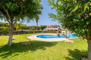 een zwembad in een tuin met bomen bij Villa Arrifes in Albufeira