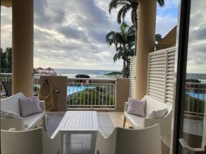 En balkon eller terrasse på Appartement BlueLAGON