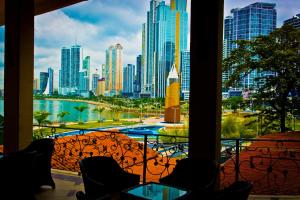 Uma visão geral de Cidade do Panamá ou uma vista da cidade tirada do hotel