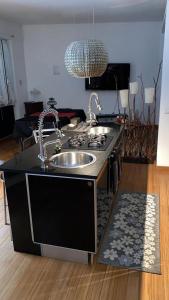 a kitchen with a sink and a stove top oven at Karol Apartment Rome in Rome