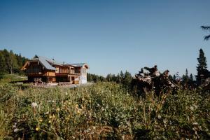dom pośrodku pola w obiekcie Chalet Knappenhütte w Villach