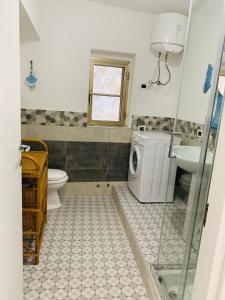 a bathroom with a sink and a washing machine at B&B Casa Chicchina in Ischitella