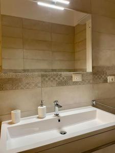 a bathroom with a white sink and a mirror at Terra Teatina B&B in Chieti