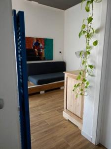 a living room with a couch and a plant at Jazz House in Solanas