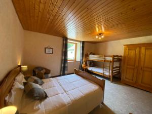 a bedroom with a large bed and a bunk room at Gîte 11 pers - Cadre magnifique in Morbier
