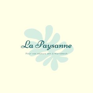 un logo de fleurs bleues avec les mots la jaynesne dans l'établissement la Paysanne by Souna, à Marrakech