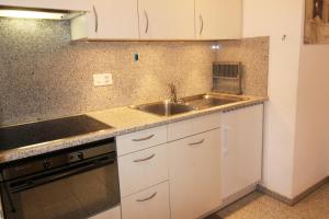 Η κουζίνα ή μικρή κουζίνα στο Residenza Lagrev 1 Zimmerwohnung Nr 128 - Typ 12B - 1 Etage - Ost