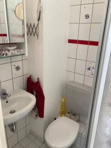 a small bathroom with a toilet and a sink at *-Sustainable Living/S-Home/SchälSick/Haus Frieda in Bonn