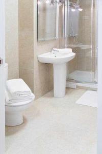 a bathroom with a toilet and a sink and a shower at Comodo Y Agradable Apartamento En Madrid Centro 3 in Madrid