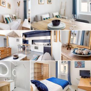 un collage di foto di un soggiorno di Machines de l'île - Fibre - Netflix - T2 LA TOUR a Nantes