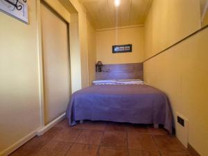 een kleine slaapkamer met een bed in een kamer bij La Vecchia Bottega in Montorio