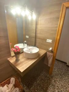 ein Badezimmer mit Waschbecken und Spiegel in der Unterkunft Carlota y Vaquero house in Vinarós
