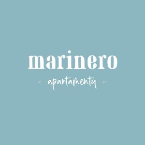 a sign with the word marinero against a blue background at Marinero Apartament in Puck