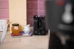 a toaster sitting on top of a kitchen counter at Camarad’s house - lovely apartment in Alba Iulia in Alba Iulia