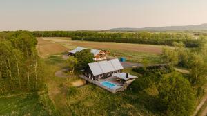 an aerial view of a house in a field at Rynke gård in Ljungbyhed