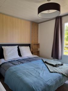 Postel nebo postele na pokoji v ubytování Chalet Etxetxoa, de 1 à 4 personnes avec Climatisation, SPA, Terrain privé et Piscine