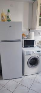 卡瓦拉的住宿－Valantis House，厨房配有白色冰箱和洗衣机。