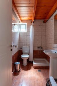 łazienka z toaletą i umywalką w obiekcie A & D Houses w mieście Patras