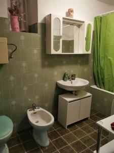 ein Bad mit einem WC und einem Waschbecken in der Unterkunft Casa Crevatini in Koper