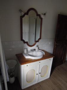 ein Bad mit einem Waschbecken und einem Spiegel in der Unterkunft La Turra - Casa di Campagna in Greve in Chianti