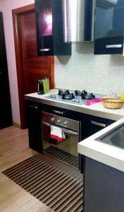 cocina con horno abierto y fregadero en La Casa di Barbanella, en Grosseto
