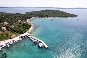 an aerial view of a harbor with boats in the water at Apartments by the sea Muline, Ugljan - 8520 in Donje Selo