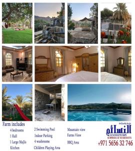 a collage of pictures of different homes andyards at Alnessayem Farmhouse in Sayḩ aş Şaqlah