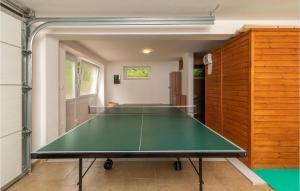 a ping pong table in the middle of a room at Lovely Home In Dolinci With Outdoor Swimming Pool in Grižane