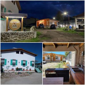 a collage of photos of a house and a restaurant at Hermosa y cálida casa tipo cabaña in Creel