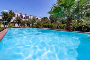 a large blue swimming pool with palm trees at Villa Olivia pool tennis spa - C in Lecce