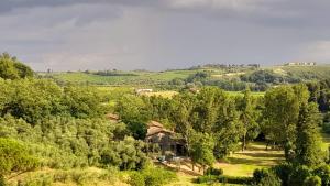 z góry widok na farmę z drzewami i dom w obiekcie Helichrysum w mieście Vinci