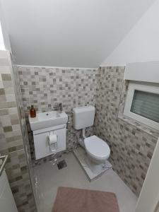 a small bathroom with a toilet and a sink at Nahorevska vikendica in Sarajevo