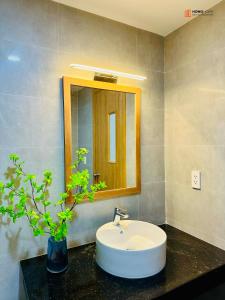 La salle de bains est pourvue d'un lavabo et d'un miroir. dans l'établissement HongHome Vo Thi Sau, à Hô-Chi-Minh-Ville