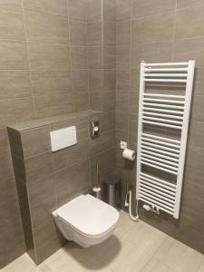 リプノ・ナト・ヴルタヴォウにあるApartmány u pláže Lipna - Rivieraのバスルーム(白いトイレ付)が備わります。