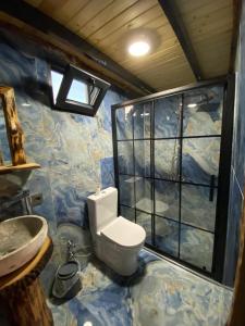 a bathroom with a toilet and a sink at Bungalow In Iznik in İznik