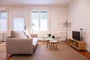a living room with a couch and a tv at Apartamento en casa centenaria, Parque M.ªCristina in Getxo
