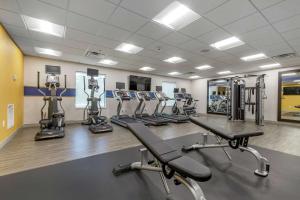 a gym with rows of treadmills and cardio machines at Hampton Inn Camden, SC in Camden