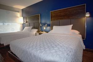 a hotel room with two beds and a blue wall at Tru By Hilton Oklahoma City Nw Expressway in Oklahoma City