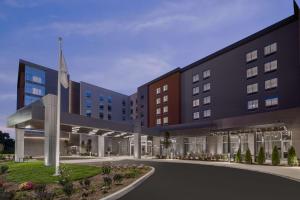 una representación de la parte delantera de un edificio con iglesia en Homewood Suites by Hilton Boston Woburn, en Woburn