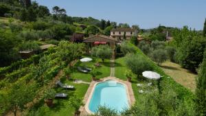 an overhead view of a swimming pool in a garden at Villa Sorripa 6, Emma Villas in Montaione