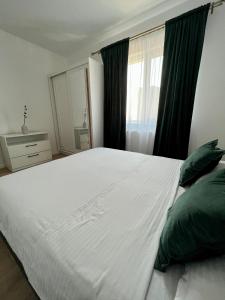 Un pat sau paturi într-o cameră la Central Riverfront Apartment
