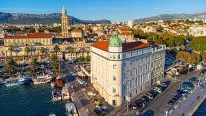 an aerial view of a city with boats in the water at Miranda's Place in Split