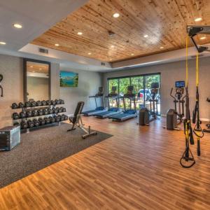 a fitness room with a gym with a lot of equipment at Hampton Inn & Suites South Lake Tahoe in South Lake Tahoe