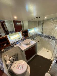 a bathroom with a toilet and a sink and a shower at DIAMOND YACHT in Istanbul