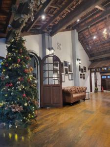 un arbre de Noël dans un salon avec un canapé dans l'établissement Le Meilleur, à George Town