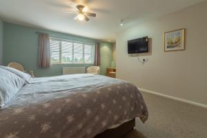 a bedroom with a bed and a flat screen tv at Southview Annexe in Sculthorpe