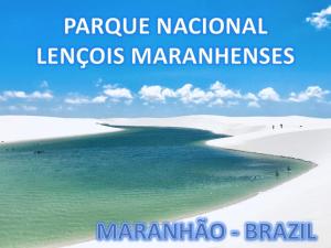 a picture of a beach with the words parque nacionallez marques at Hostel Família Carvalho in Barreirinhas