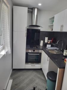 a kitchen with a sink and a stove at PaulAngela in Avignon