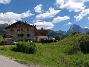 サン・ピエトロ・ディ・カドーレにあるVal Visdende Casanovaの山を背景にした丘の上の家