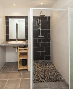 a bathroom with a shower and a sink at Résidence Santa Monica in Bonifacio